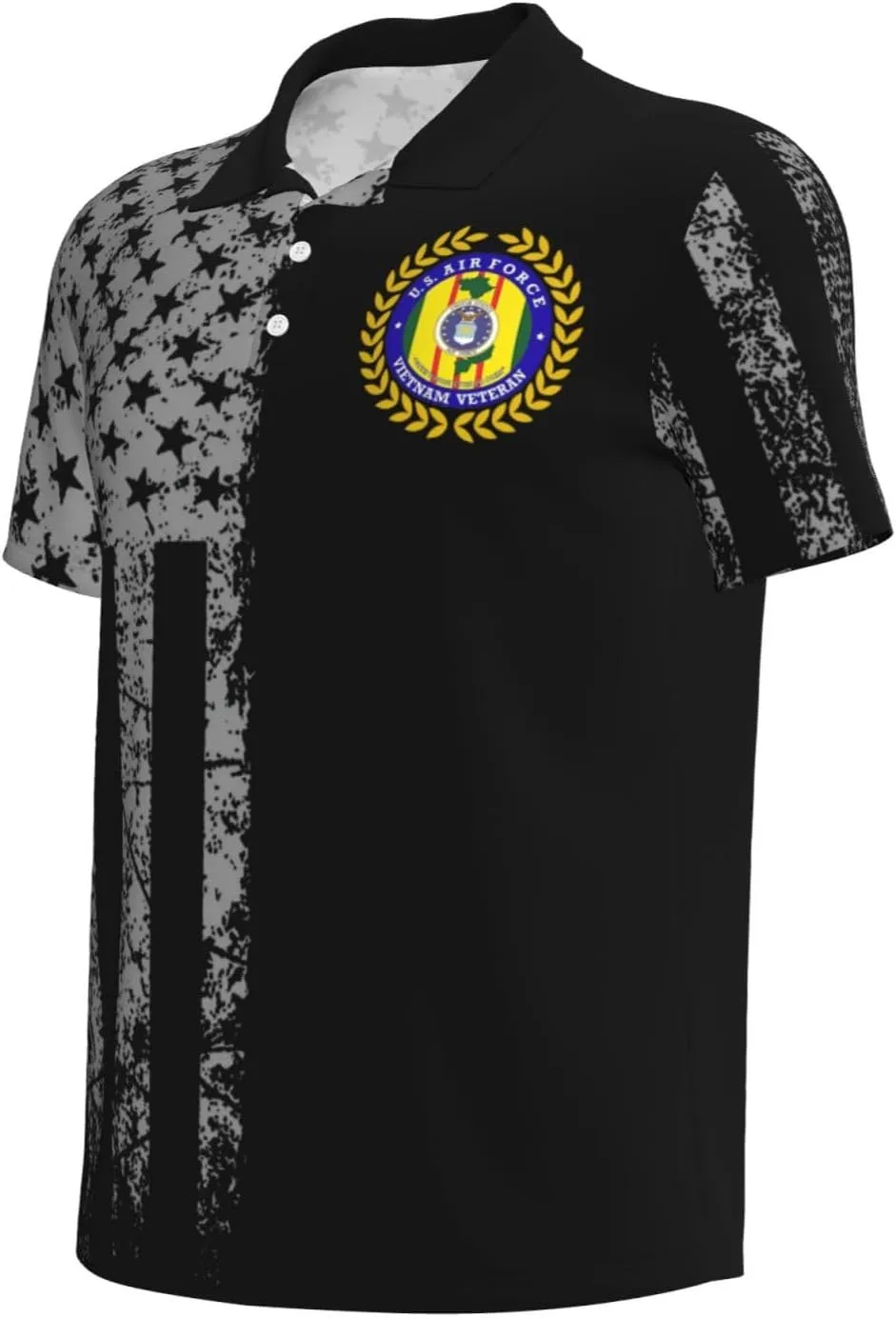 US Air Force Vietnam Veteran Polo Shirts for Men, Mens Golf Shirt Quick-Dry Short Sleeve Casual