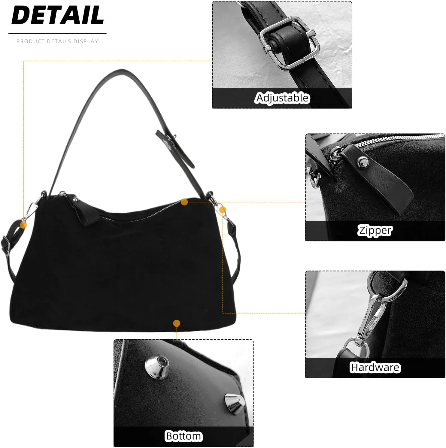 Valleycomfy Suede Purses for Women, Slouchy Shoulder Bag Retro Crescent Satchel Hobo Handbags