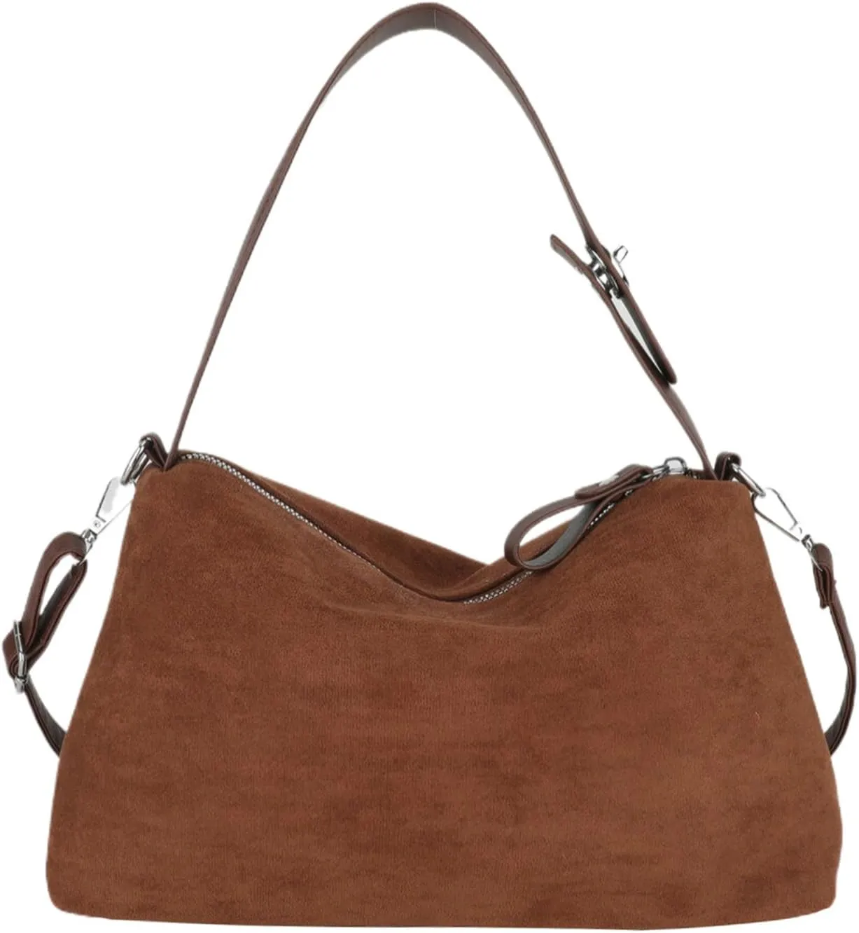 Valleycomfy Suede Purses for Women, Slouchy Shoulder Bag Retro Crescent Satchel Hobo Handbags