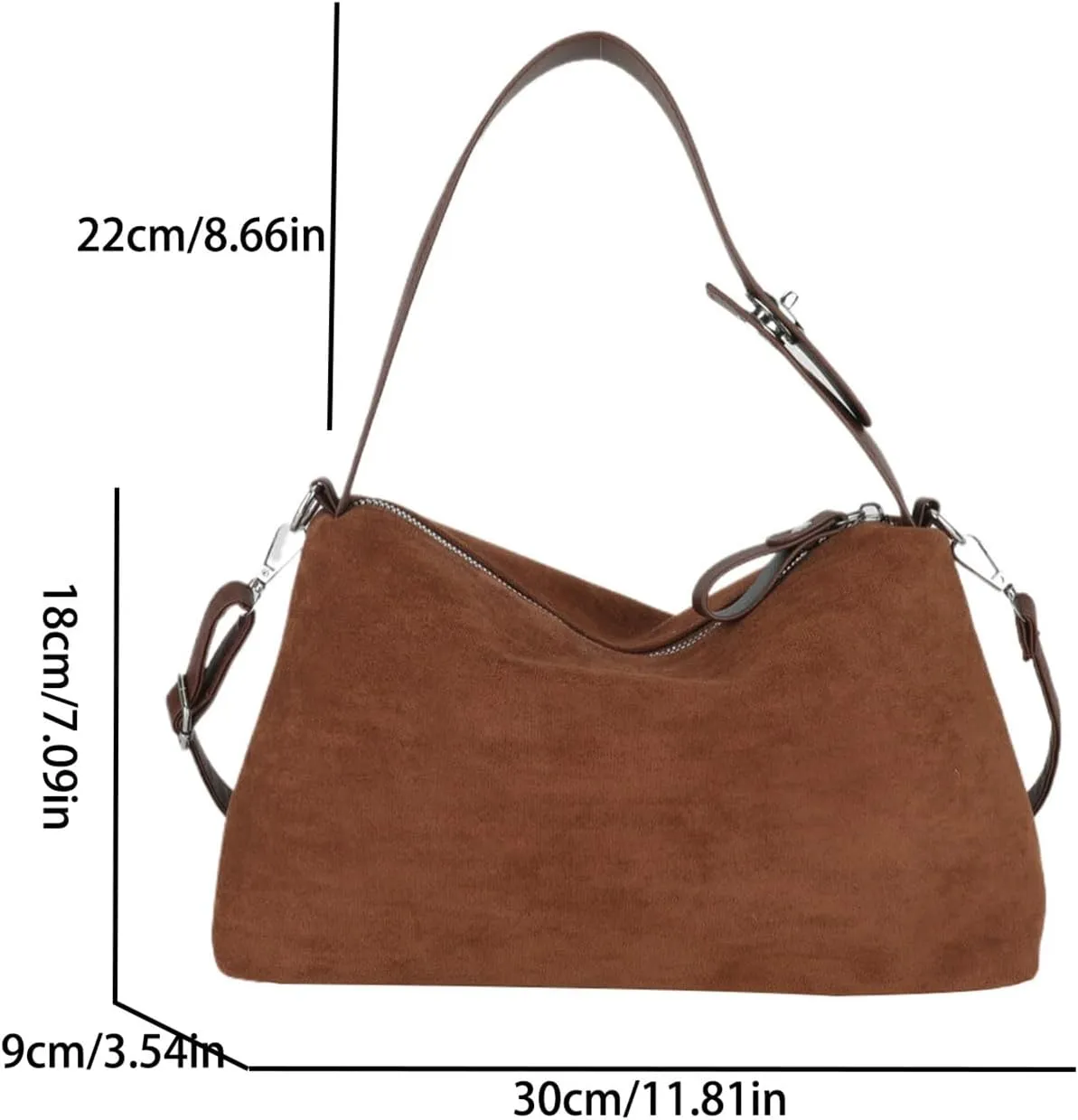 Valleycomfy Suede Purses for Women, Slouchy Shoulder Bag Retro Crescent Satchel Hobo Handbags