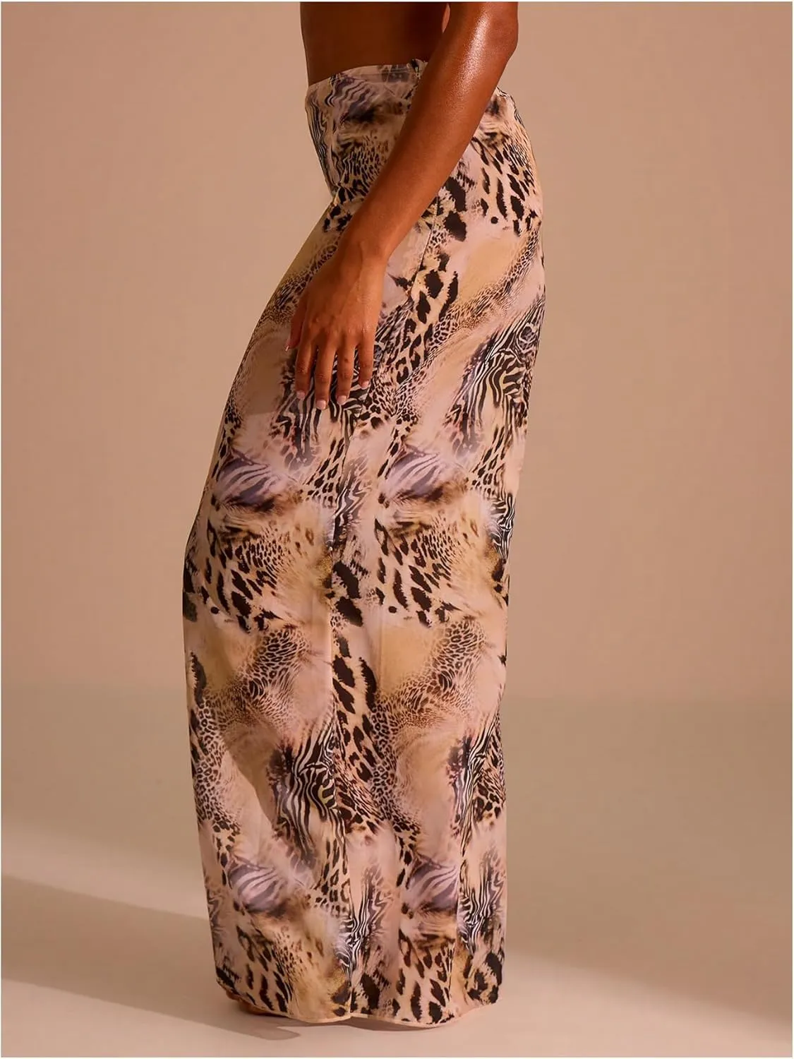 Verdusa Women's Animal Print Fishtail Bodycon Skirt High Rise Maxi Skirts