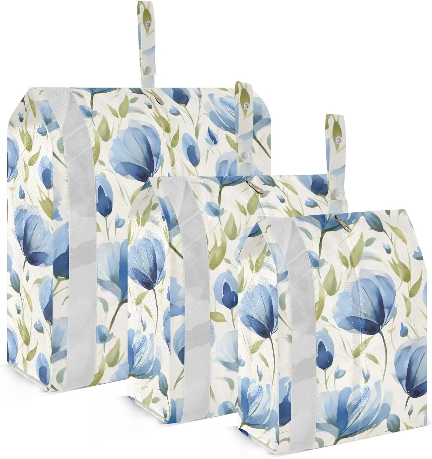 Watercolor Blue Flowers Packing Cubes for Travel 3 Set Large Packing Cubes Luggage Organizer Bags for Suitcase