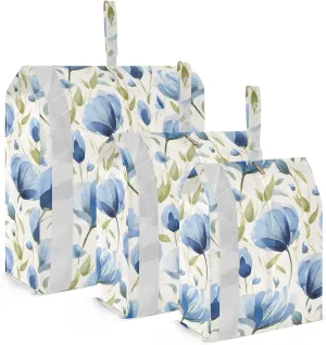 Watercolor Blue Flowers Packing Cubes for Travel 3 Set Large Packing Cubes Luggage Organizer Bags for Suitcase