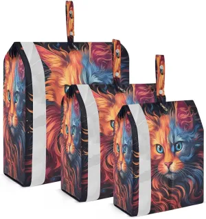 Watercolor Cat Black Packing Cubes for Travel 3 Set Travel Compression Bags Suitcase Organizer Bags Set for Travel Accessories