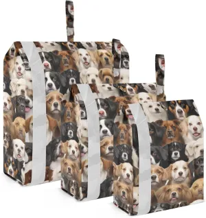 Watercolor Different Dogs Packing Cubes for Travel 3 Set Compressible Packing Cubes Luggage Bags Organizer for Travel Essentials