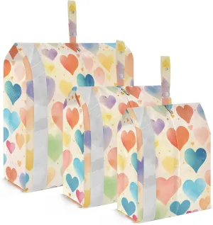 Watercolor Heart Sweet Packing Cubes for Travel 3 Set Packing Cubes Large Suitcase Organizer Bags Set for Organization
