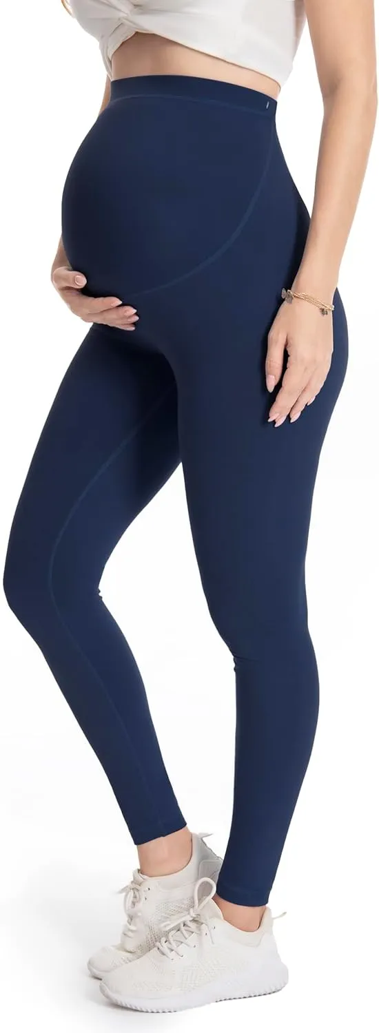 WELL&JUST Maternity Leggings Over The Belly - Ultra Soft Pregnancy Active Wear for Workout Casual, High Waist Yoga Tights