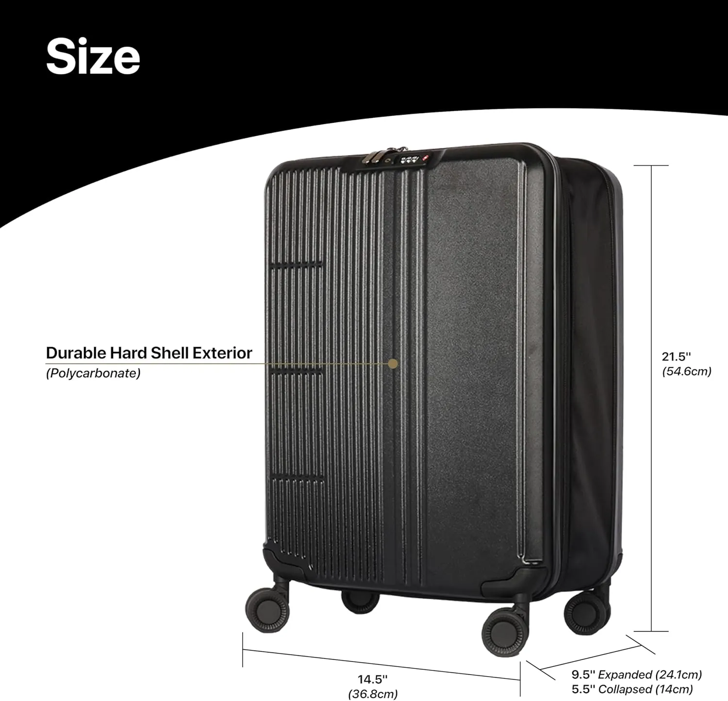 WESTEND 21 Inch Collapsible Carry On Luggage with Spinner Wheels, TSA Lock  Rolling Carry-On Including 7 Packing Cubes