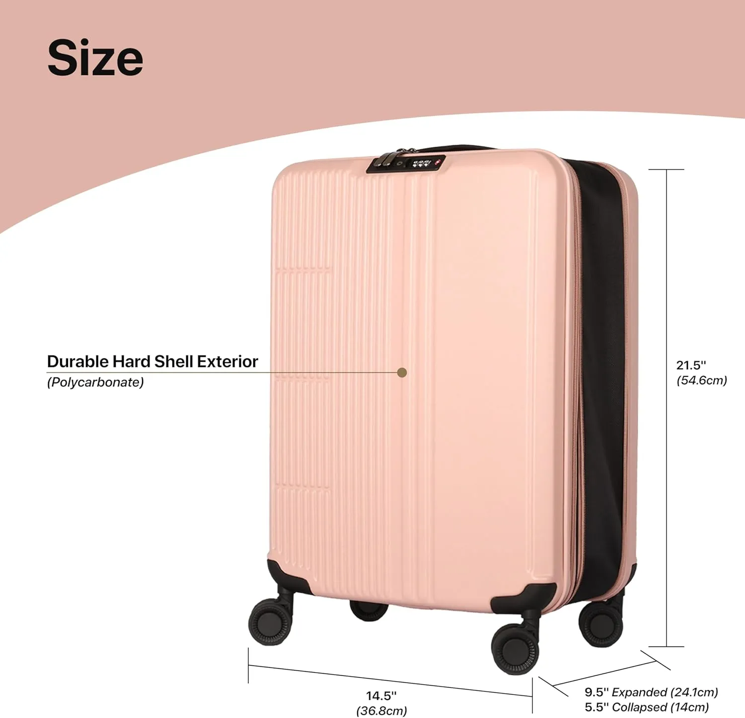 WESTEND 21 Inch Collapsible Carry On Luggage with Spinner Wheels, TSA Lock  Rolling Carry-On Including 7 Packing Cubes