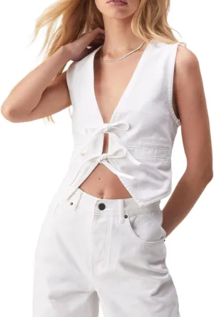 Women Denim Vest Sleeveless Crop Tops Button Denim Gilet Jacket Casual V Neck Jean Waistcoat Y2K Streetwear