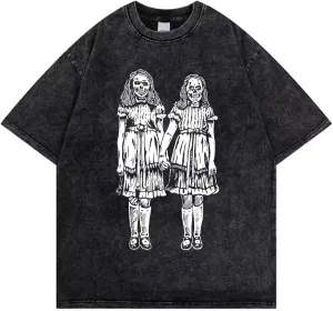 Women Goth T Shirt Y2K Harajuku Graphic Tops Cotton Anime Clothes