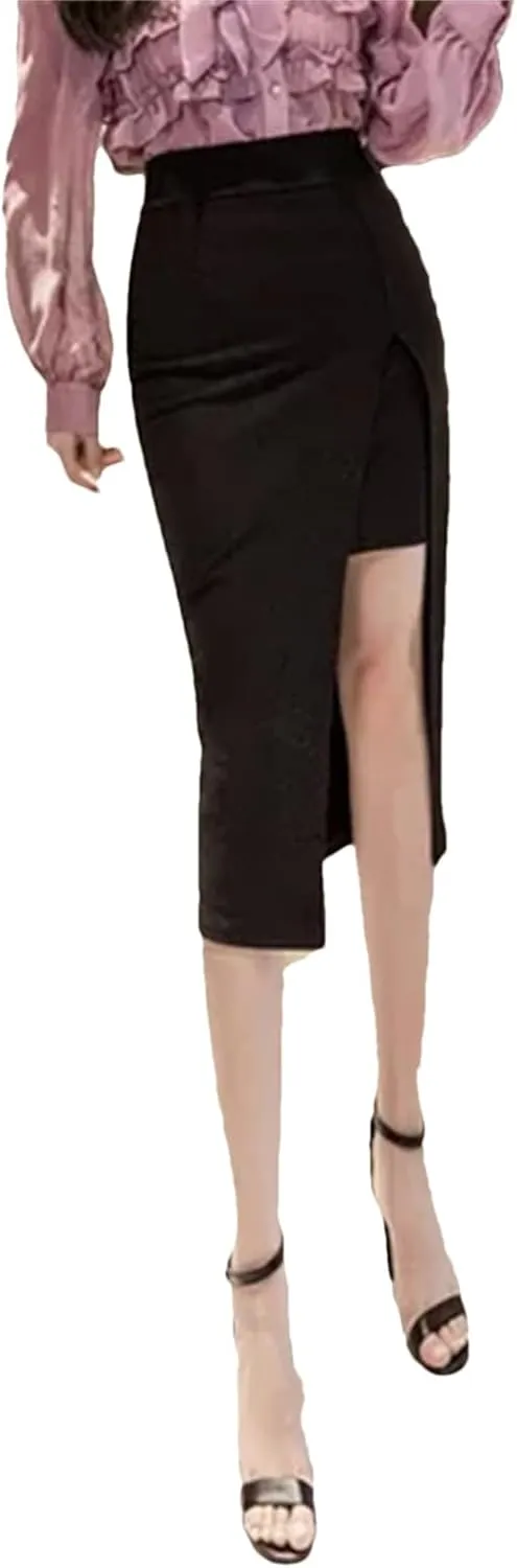 Women High Waist Sexy Midi Skirt Korean Slim Pencil Black Skirt