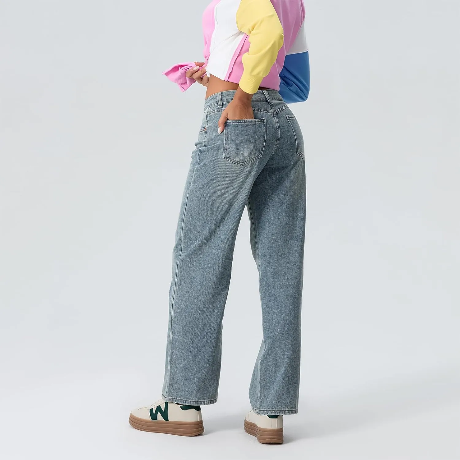 Women Low Waist Baggy Jeans Wide Leg Boyfriend Denim Pants Y2k Casual Vintage Trendy Loose Fit Trousers Streetwear