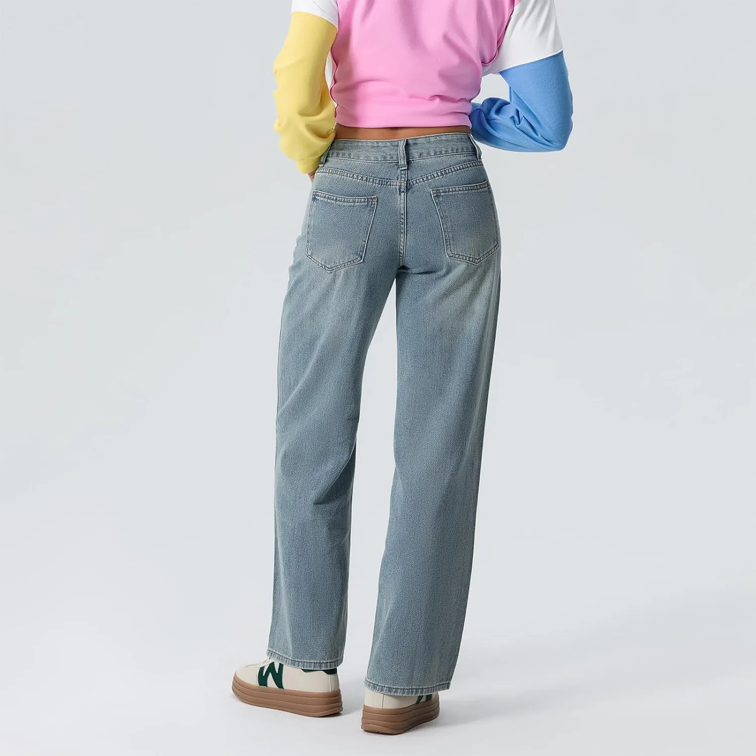 Women Low Waist Baggy Jeans Wide Leg Boyfriend Denim Pants Y2k Casual Vintage Trendy Loose Fit Trousers Streetwear