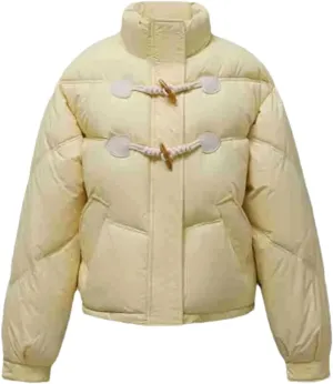 Women 'S Patchwork Button Short Parka Coat Vintage High Collar Pockets Cotton-Padded Jacket