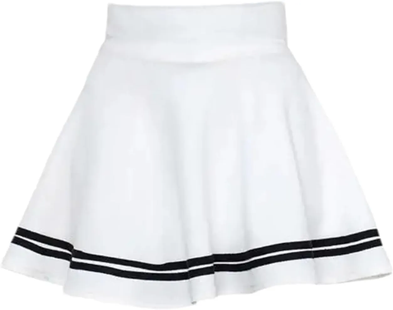 Women Skirt Solid Color Sexy High Waist Stripe Midi Pleated Skirts Girls Black White A Line Mini School Skirt Uniform