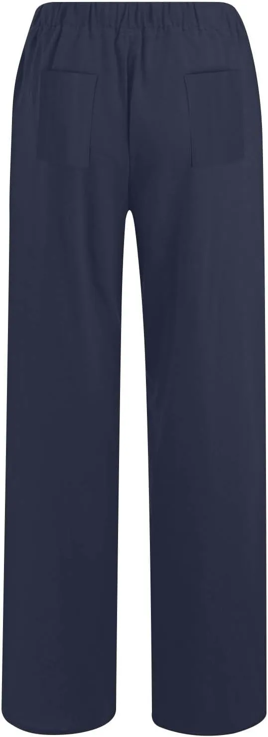 Womens Linen Pants Straight Leg Plus Size High Waisted Linen Pants Women Casual Beach Trousers with Pockets