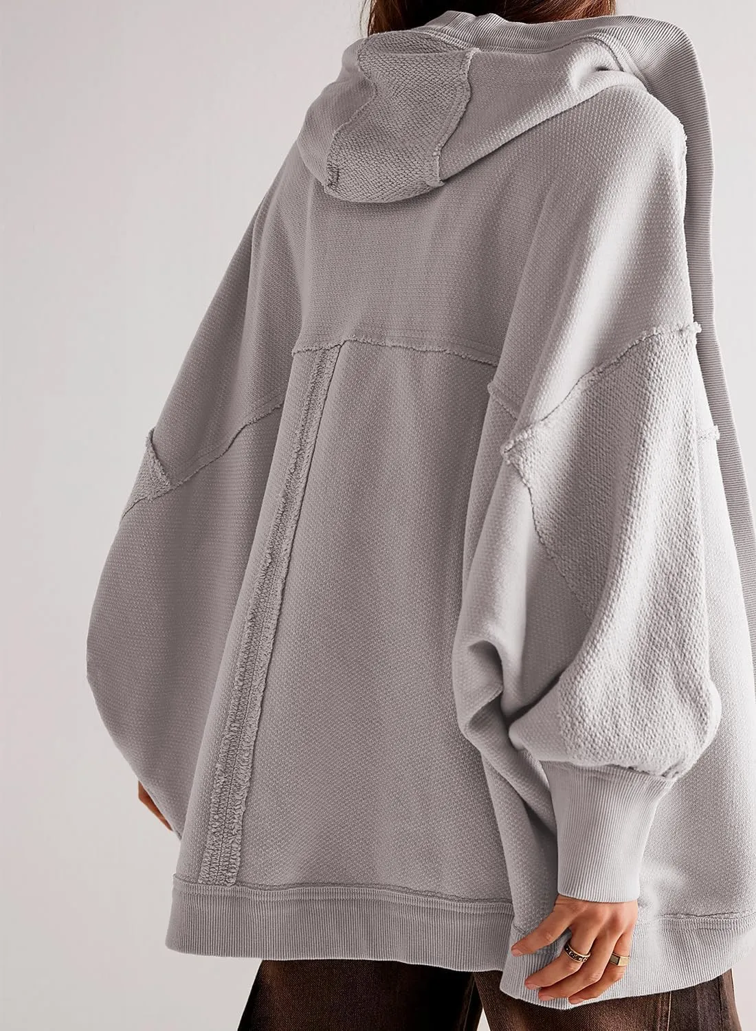 Womens Oversized Cardigan Vintage Long Sleeve Hooded Sweatshirt Casual Open Front Outwear Coat