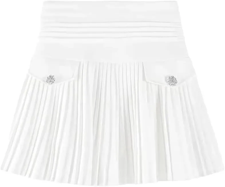 Womens Pleated Skirts Sexy Casual Slim College Women High Waist Mini A-Line Club Skirts Casual Golf Dress