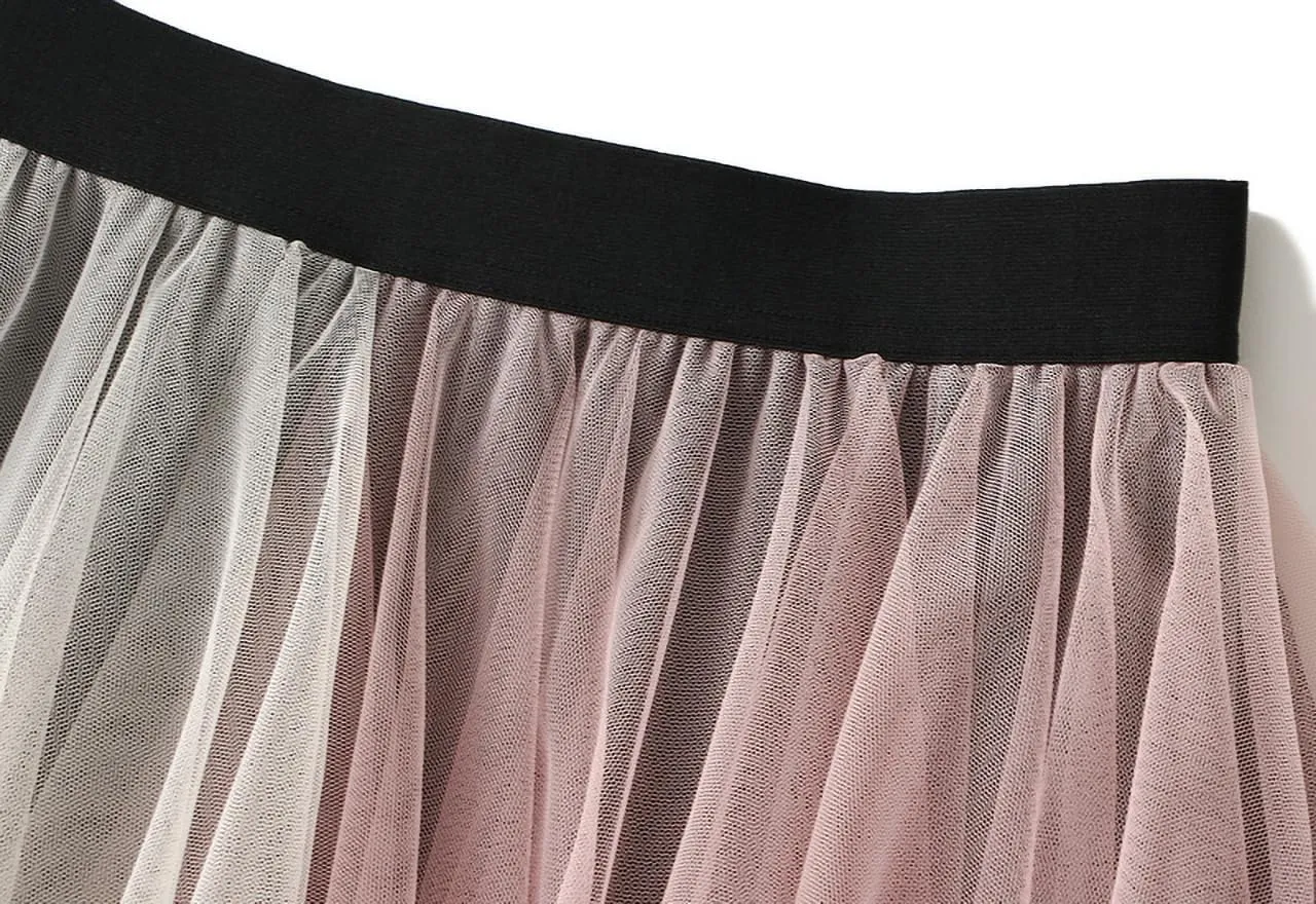 Women's Pleated Tulle Skirt Irregular Underskirt Layered Pleated A-line Midi Skirt for Wedding Party Prom