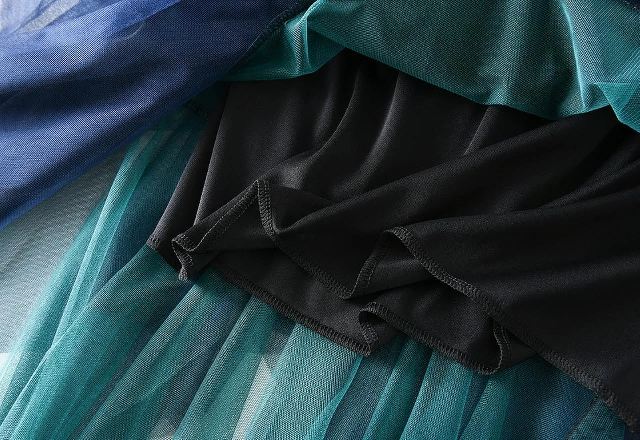 Women's Pleated Tulle Skirt Irregular Underskirt Layered Pleated A-line Midi Skirt for Wedding Party Prom
