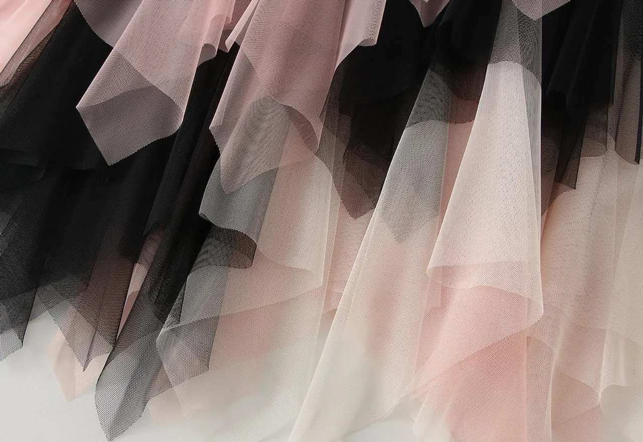 Women's Pleated Tulle Skirt Irregular Underskirt Layered Pleated A-line Midi Skirt for Wedding Party Prom