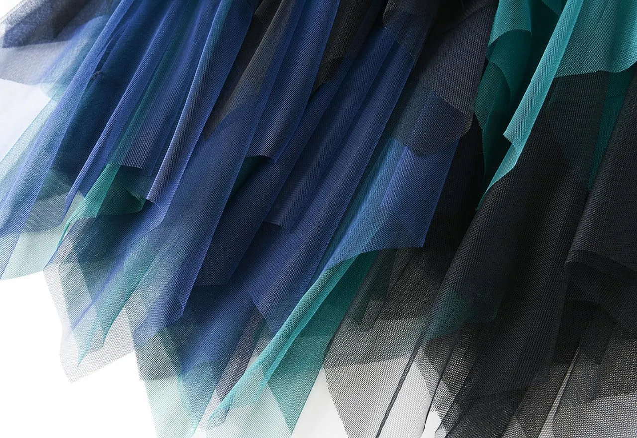 Women's Pleated Tulle Skirt Irregular Underskirt Layered Pleated A-line Midi Skirt for Wedding Party Prom