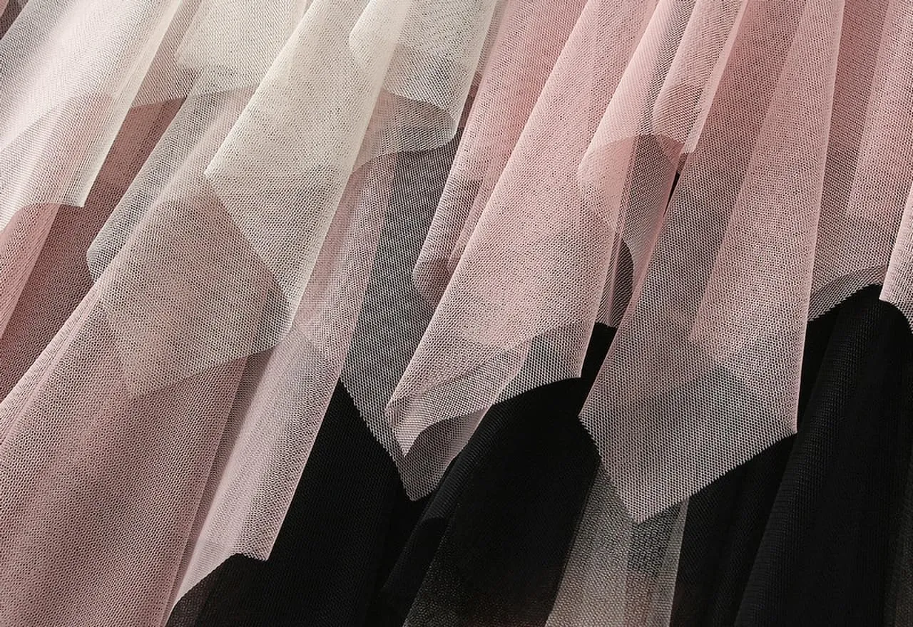 Women's Pleated Tulle Skirt Irregular Underskirt Layered Pleated A-line Midi Skirt for Wedding Party Prom