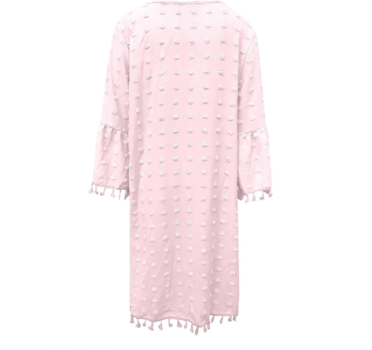 Women's Summer 3/4 Sleeve V Neck Mini Dress Chiffon Polka Dot Flowy Short Dress Tight Woman Dresses
