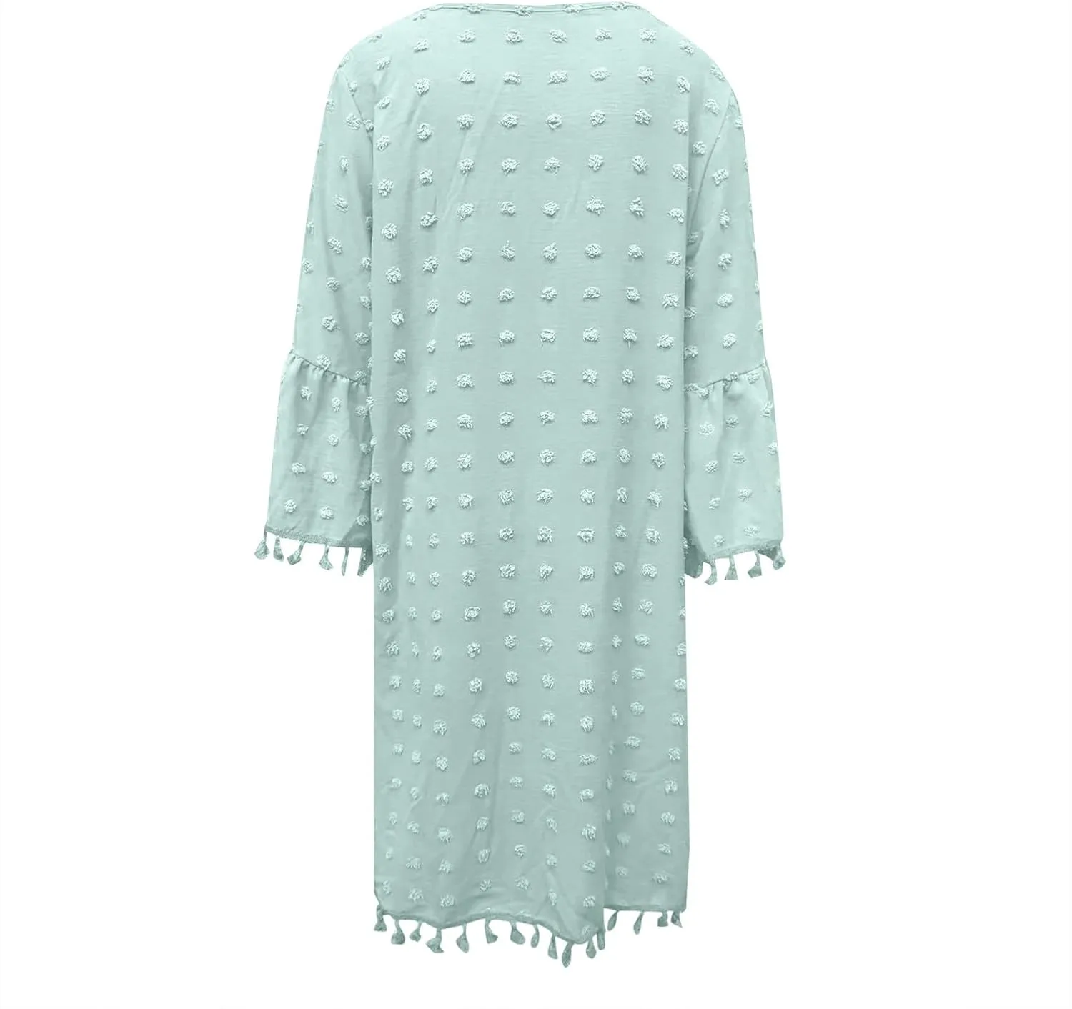 Women's Summer 3/4 Sleeve V Neck Mini Dress Chiffon Polka Dot Flowy Short Dress Tight Woman Dresses
