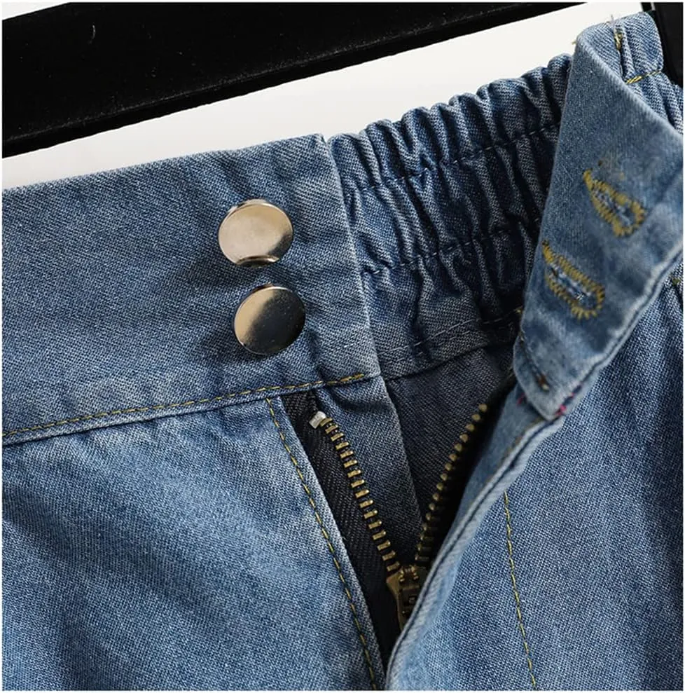 Women's Summer Elegant Midi Denim Skirt Fashion High Waist Casual Pleated Jeans Skirt