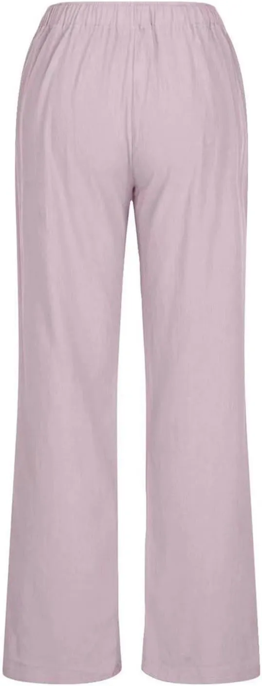 Womens Summer Linen Pants Casual Button up High Waisted Pant Dressy Wide Leg Long Trousers Pant Palazzo Lounge Pants