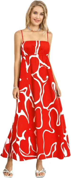 Women's Summer Maxi Dresses Spaghetti Strap Backless Casual Loose Vacation Beach Boho Long Dress Sundress