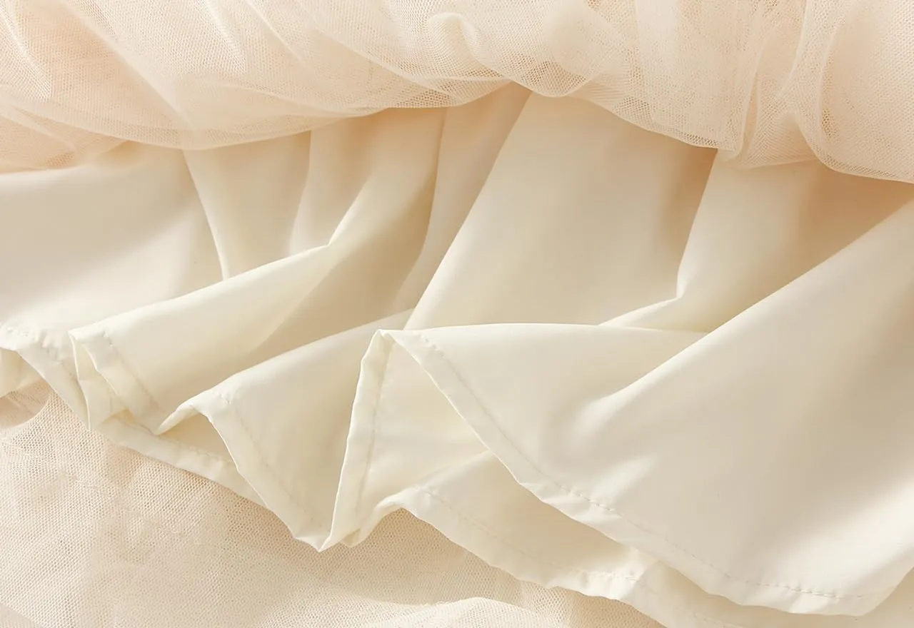 Women's Tulle Skirt A-Line Midi Skirts Irregular Underskirt Ladies Elegant Layered Skirt for Wedding Party Prom