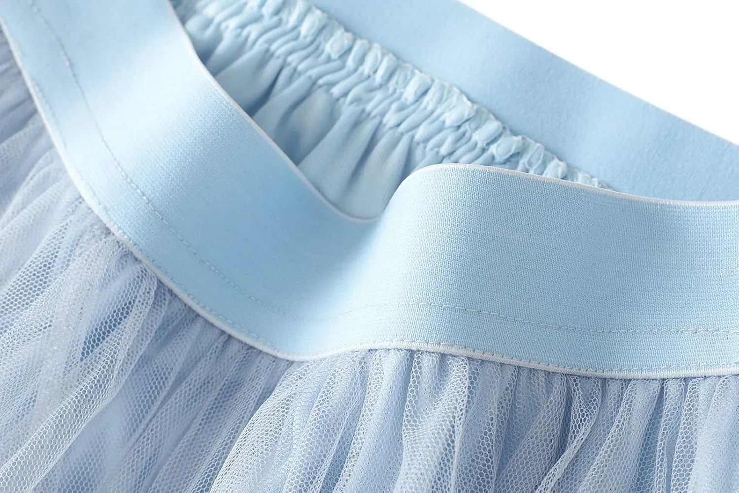 Women's Tulle Skirt Mesh Pleated Skirt Elastic High Waist Layered A-Line Swing Skirt Ladies Fashion Pleated Midi Skirt
