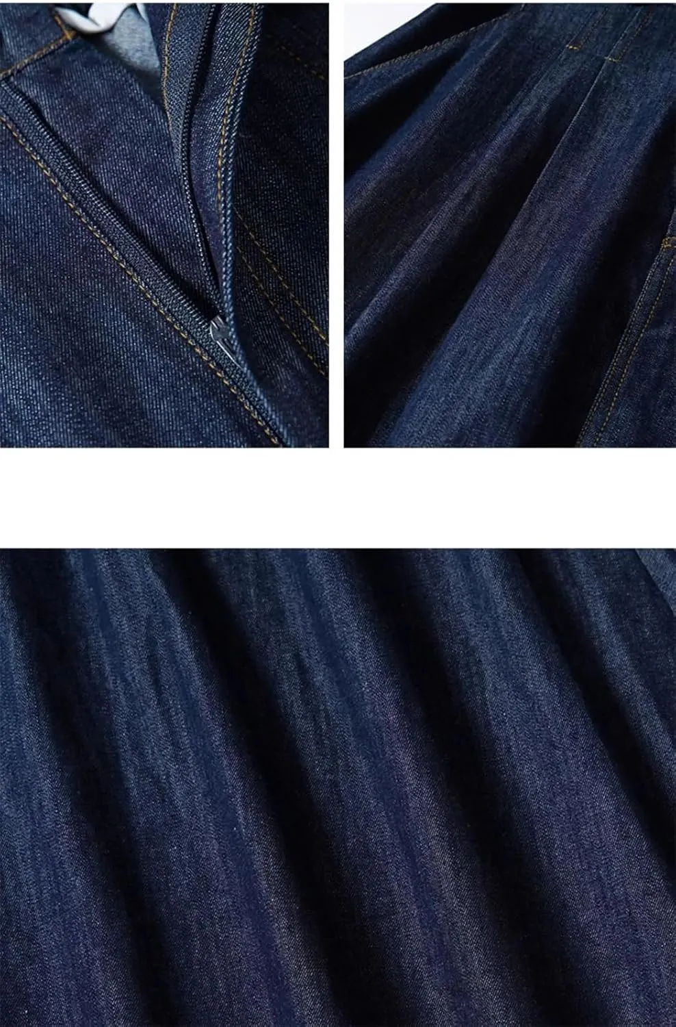 Women's Vintage Midi Denim Skirts Women High Waist Pleated Thin A-Line Skirts
