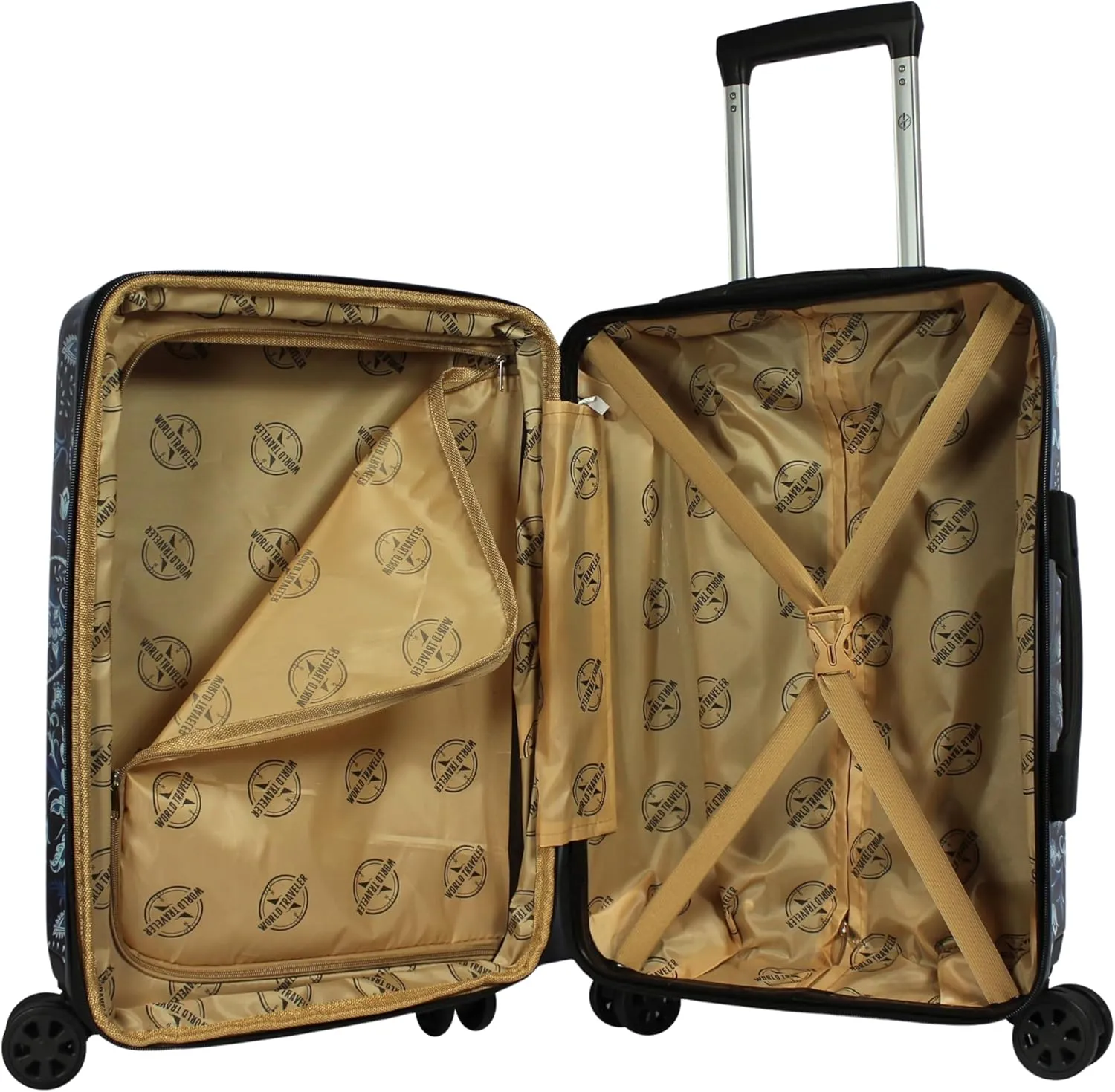 World Traveler VentureX Airline Approved Luggage  Lightweight Hardside Suitcase with Spinner Wheels, Paisley, 2-Piece Carry-On Set