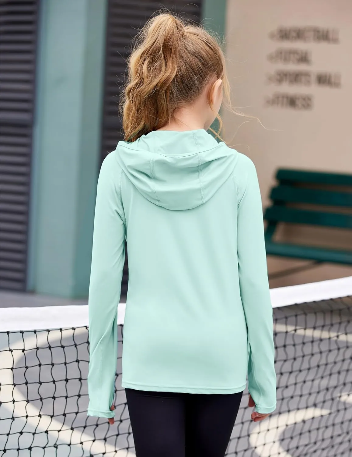 Zaclotre Kids UPF50  Sun Shirt Girls Quick Dry Sun Protection Clothing Athletic Hoodie with Thumbholes