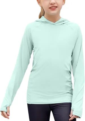 Zaclotre Kids UPF50  Sun Shirt Girls Quick Dry Sun Protection Clothing Athletic Hoodie with Thumbholes