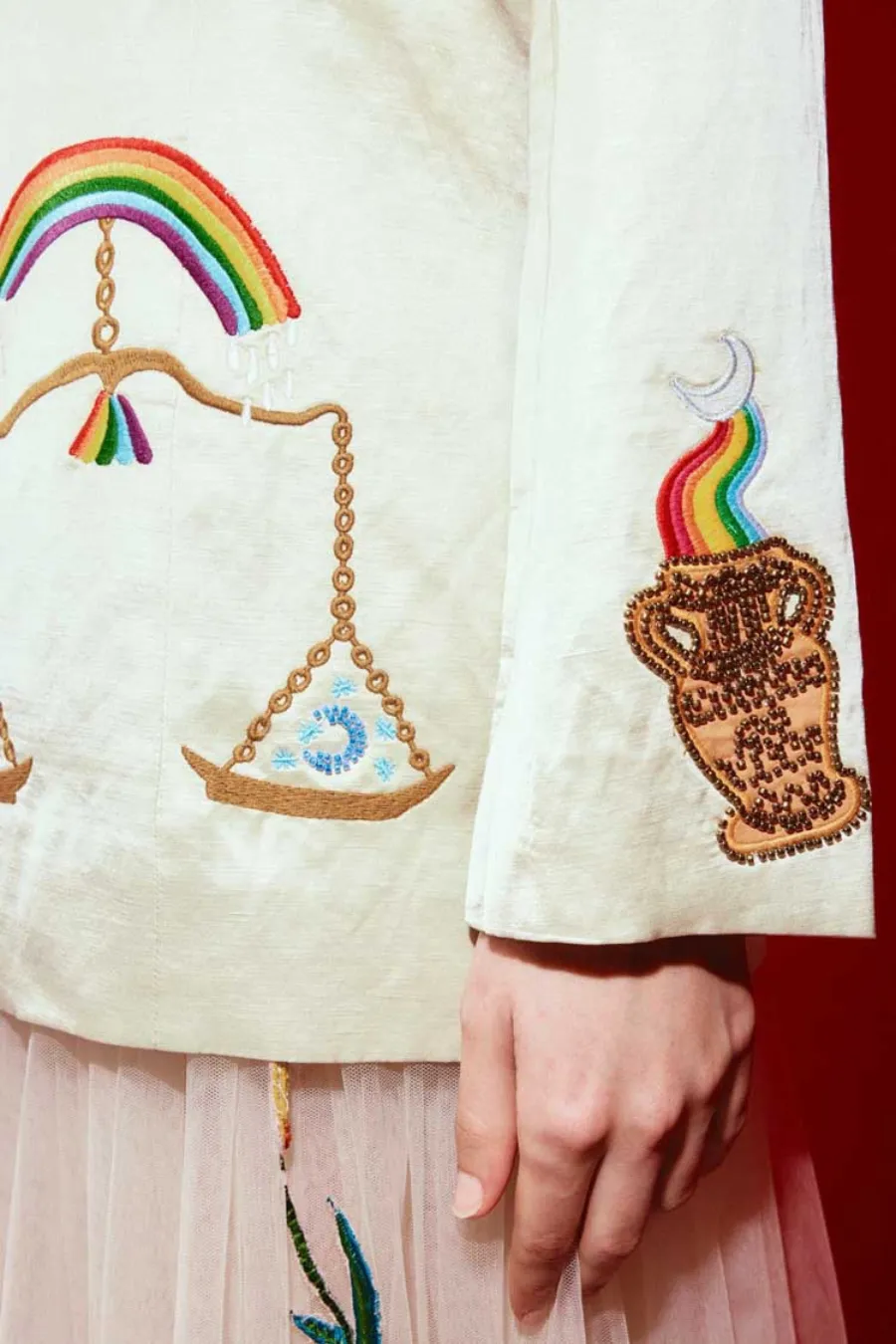 Zelda Embroidered Blazer Champagne