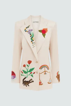 Zelda Embroidered Blazer Champagne