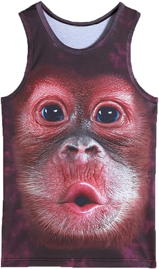 ZUEVI Men's Casual 3D Printed Tank Tops Sleeveless Graphics T-Shirt